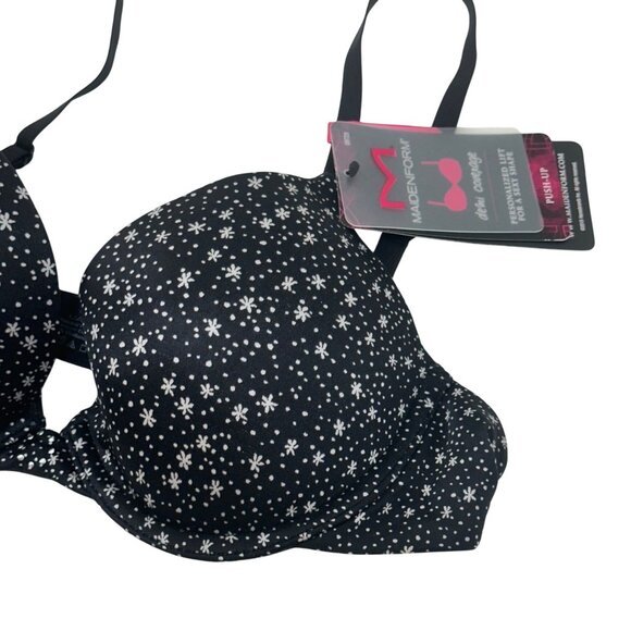 Maidenform Womens 34B Black & White Dotted Demi Coverage Push-Up Bra With Tags - Picture 10 of 11